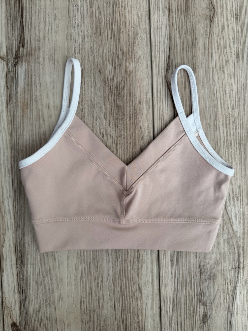 FIVE Sports Bra in Tan with White Trim